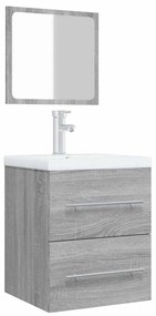 vidaXL Ντουλάπι Μπάνιου με Καθρέφτη Γκρι Sonoma 41x38,5x48 εκ.