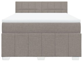 Κρεβάτι Boxspring με Στρώμα Taupe 140x190 εκ. Υφασμάτινο - Μπεζ-Γκρι