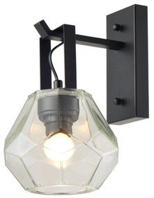 Φωτιστικό Τοίχου V371481WC Black Metal, Glass