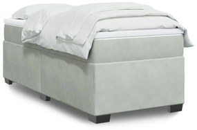 vidaXL Κρεβάτι Boxspring με Στρώμα Ανοιχτό Γκρι 80x200 εκ. Βελούδινο