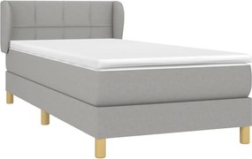 vidaXL Κρεβάτι Boxspring με Στρώμα Ανοιχτό Γκρι 100x200 εκ. Υφασμάτινο