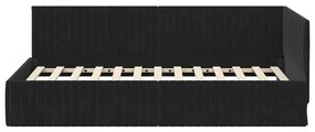 vidaXL Κρεβάτι Γωνίας με κεφαλάρι Μαύρο 100 x 200 cm Βελούδο