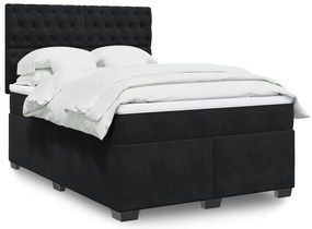 vidaXL Κρεβάτι Boxspring με Στρώμα Μαύρο 140x190 εκ. Βελούδινο