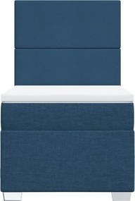 vidaXL Κρεβάτι Boxspring με Στρώμα Μπλε 90x200 εκ.Υφασμάτινο