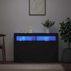 vidaXL Μπουφές με LED Μαύρος 115,5x30x75 εκ.