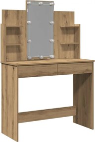 vidaXL Μπουντουάρ με LED Φώτα τεχνίτης Δρυς 96x40x142 εκ.