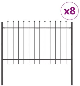 vidaXL Περίφραξη κήπου  με αιχμές, Γκρι, 13,6x1,2 μ, Χάλυβας