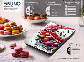 BRUNO ψηφιακή ζυγαριά κουζίνας BRN-0209, 1gr/5kg, Love Pastry