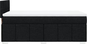 vidaXL Κρεβάτι Boxspring με Στρώμα Μαύρο 90x190 εκ.Υφασμάτινο