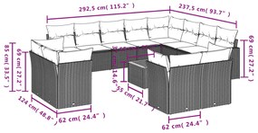 vidaXL Σαλόνι Κήπου 13 Τεμαχίων Γκρι από Συνθετικό Ρατάν με Μαξιλάρια