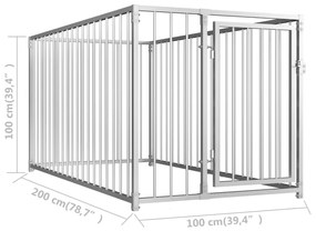 vidaXL Κλουβί Σκύλου Εξωτερικού Χώρου 100 x 200 x 100 εκ.