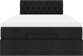 vidaXL Οθωμανικό κρεβάτι με στρώμα Μαύρο 120x200cm Ύφασμα