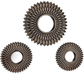 Καθρέπτες Τοίχου Amanda (Σετ 3Τμχ) 2440180 Φ30/20cm Gold Mirrors &amp; More Πλαστικό, Γυαλί