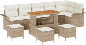 vidaXL Σετ Καναπέ Κήπου με μαξιλάρι 10 pcs Μπεζ και Κρέμα