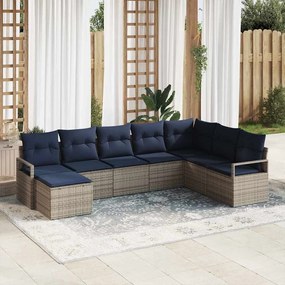 vidaXL Σετ Καναπέ με μαξιλάρι 8 pcs Γκρι συνθετικό ρατάν