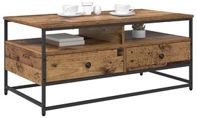 vidaXL Τραπεζάκι σαλονιού με συρτάρι Παλιό Ξύλο 100 x 51 x 45 cm