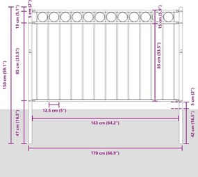 vidaXL Στοιχείο Φράχτη ASSEN Λευκό 170 x 150 εκ. Ατσάλι