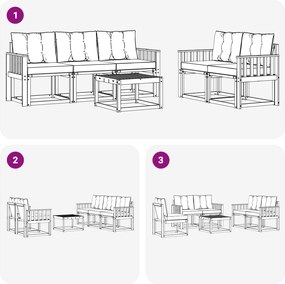 vidaXL Σειρά Καναπέ Εξωτερικού με μαξιλάρι 6 pcs Λευκό και Μπεζ
