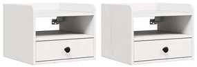 vidaXL Κομοδίνο 2 pcs Λευκό 38 x 36 x 29.5 εκ Μασίφ ξύλο πεύκου