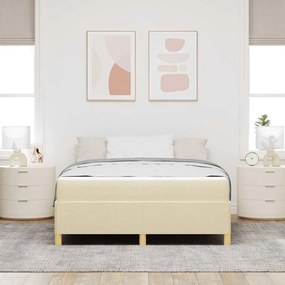 vidaXL Σκελετός Κρεβατιού με στρώμα Κρεμ 140 x 190 cm ύφασμα