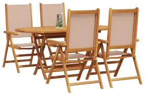 vidaXL Σέτ φαγητού για κήπο Πτυσσόμενος 5 pcs Taupe Μασίφ ξύλο ακακίας