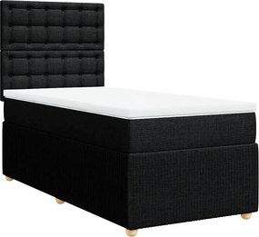 vidaXL Κρεβάτι Boxspring με Στρώμα Μαύρο 80 x 200 εκ. Υφασμάτινο