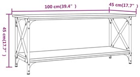 Τραπεζάκι Σαλονιού μαύρο 100x45x45 εκ. Επεξ. Ξύλο + Σίδηρος - Μαύρο