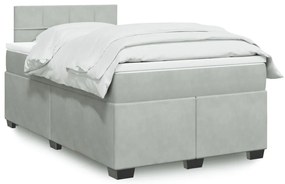 vidaXL Κρεβάτι Boxspring με Στρώμα Ανοιχτό Γκρι 120x200 εκ. Βελούδινο