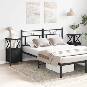 Κομοδίνο 2 pcs Μαύρη Οξυά 34 x 35,5 x 70 εκ Επεξεργασμένο ξύλο