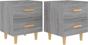 vidaXL Κομοδίνα 2 τεμ. Γκρι Sonoma 40 x 35 x 47,5 εκ.