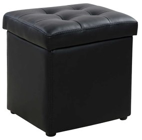 Σκαμπω Με Αποθηκευτικο Χωρο Pu Μαυρο Cube Hm224.01 Τεχνόδερμα