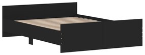 Πλαίσιο Κρεβατιού με Κεφαλάρι &amp; Ποδαρικό Μαύρο 135 x 190 εκ. - Μαύρο