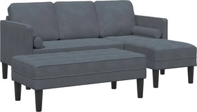 vidaXL Σετ Καναπέ με μαξιλάρι 2 pcs Σκούρο Γκρι Πολυεστέρας