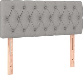 vidaXL Κρεβάτι Boxspring με Στρώμα &amp; LED Αν.Γκρι 100x200 εκ Υφασμάτινο