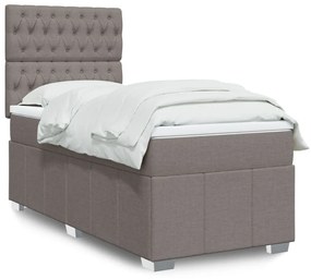 vidaXL Κρεβάτι Boxspring με Στρώμα Taupe 100 x 200 εκ. Υφασμάτινο