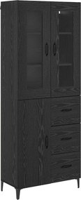 vidaXL Highboard Μαύρη Οξυά 69,5 x 34 x 180 εκ. Επεξεργασμένο ξύλο