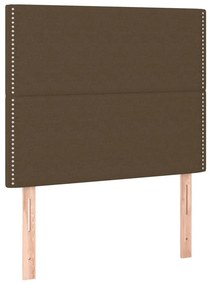 vidaXL Κρεβάτι Boxspring με Στρώμα &amp; LED Σκ.Καφέ 100x200 εκ Υφασμάτινο