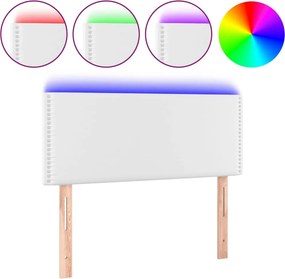 vidaXL Κεφαλάρι Κρεβατιού LED Λευκό 100x5x78/88 εκ. Συνθετ. Δέρμα