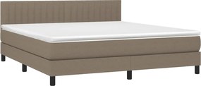 vidaXL Κρεβάτι Boxspring με Στρώμα &amp; LED Taupe 180x200 εκ. Υφασμάτινο