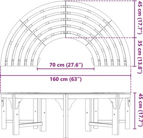 vidaXL Παγκάκι Δέντρου Φυσικό 160 x 80 x 45cm Στερεό Ξύλο Ευκαλύπτου