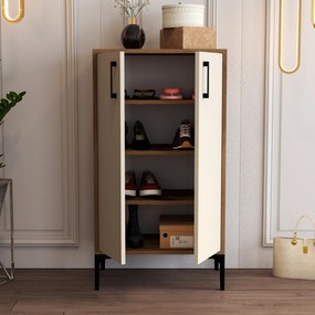 Παπουτσοθήκη Καρυδιά / Κρέμα PRAG 60x35x111