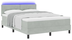 vidaXL Κρεβάτι Με Βατράχι και Στρώμα & Λαμπάκια Ανοιχτό Γκρι 160x200 εκ. Βελούδο