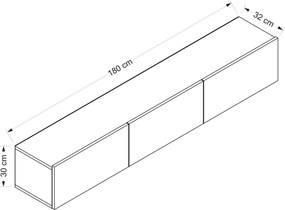 Σύνθεση Τηλεόρασης Λευκό ODROTO 180x32x30