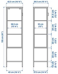 RUDSTA ντουλάπι βιτρίνα, 42x37x155 cm 604.348.25