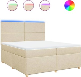vidaXL Κρεβάτι Boxspring με Στρώμα Κρεμ 200x200 εκ. Υφασμάτινο