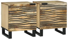 vidaXL Κομοδίνα - 2 κομμάτια, 40x33.5x46 εκ., Στερεό Ξύλο Μάνγκο