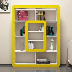 Stewehome Βιβλιοθήκη Λευκό Κίτρινο 108.4x21.8x140 cm