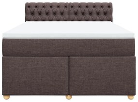 Κρεβάτι Boxspring με Στρώμα Σκούρο Καφέ 160x200 εκ Υφασμάτινο - Καφέ