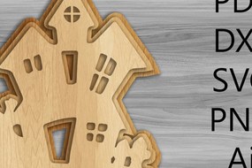 Σετ των 2 Intra απο ξύλο plywood Χρώμα wenge 3mm-4mm πάχος - Halloween Haunted House Laser/Κοπή ξύλου Δίασταση 15x15 cm INTRAFABR-103514572