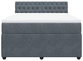 vidaXL Κρεβάτι Boxspring με Στρώμα Σκούρο Γκρι 140x200 εκ. Βελούδινο